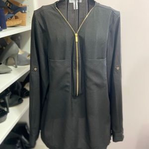 Calvin Klein blouse with gold zipper